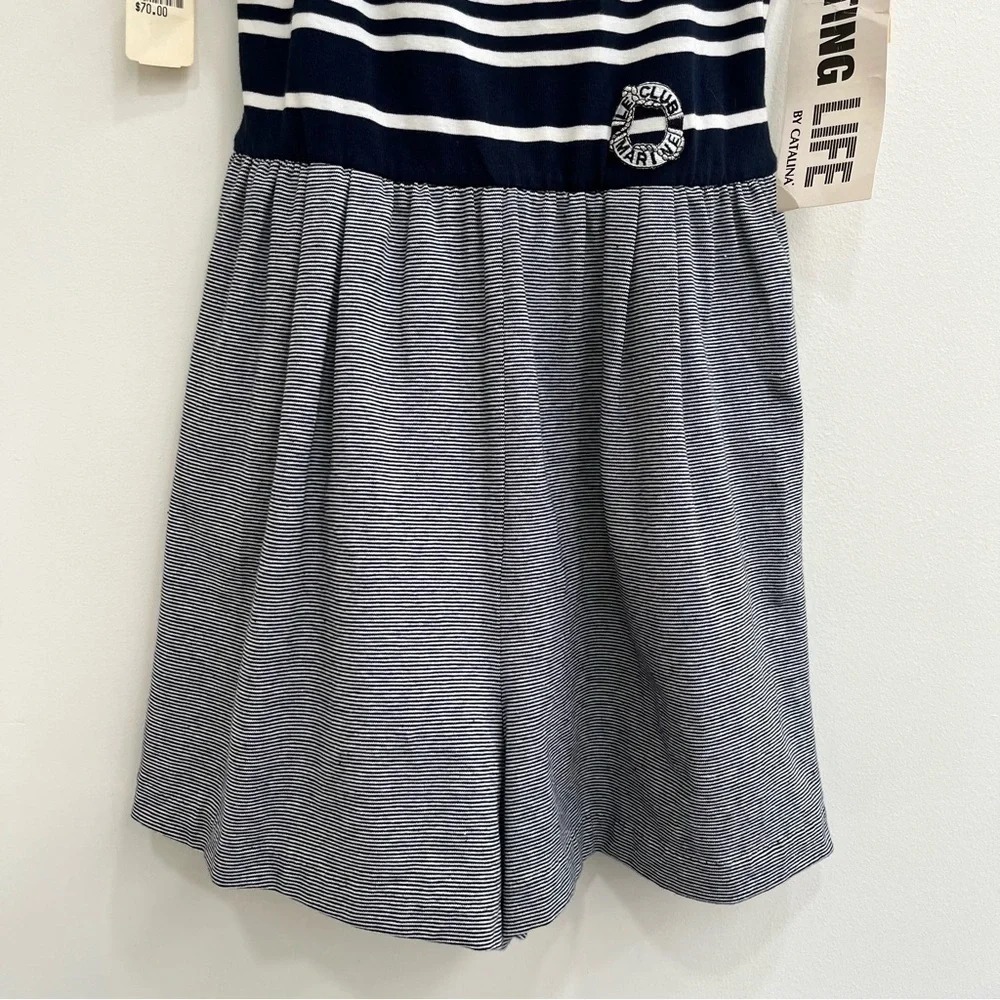 Vintage Sporting Life by Catalina Nautical Stripes One Piece Shorts Swimsuit 10
